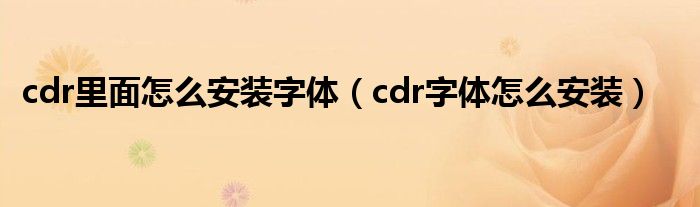cdr里面怎么安装字体（cdr字体怎么安装）