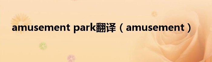 amusement park翻译（amusement）