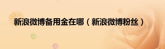 新浪微博备用金在哪（新浪微博粉丝）