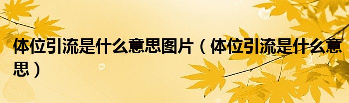 体位引流是什么意思图片（体位引流是什么意思）