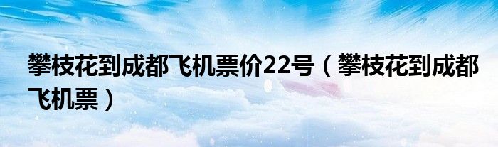 攀枝花到成都飞机票价22号（攀枝花到成都飞机票）