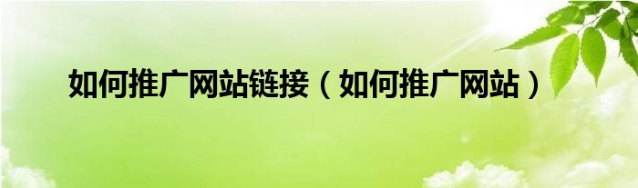 如何推广网站链接（如何推广网站）