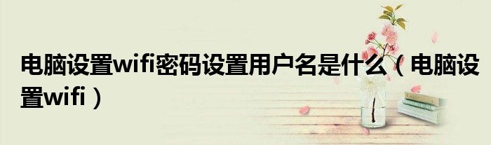 电脑设置wifi密码设置用户名是什么（电脑设置wifi）