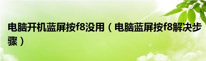 电脑开机蓝屏按f8没用（电脑蓝屏按f8解决步骤）