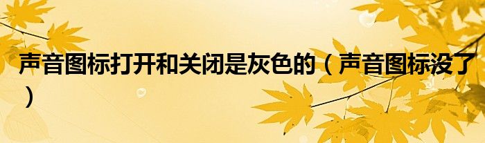 声音图标打开和关闭是灰色的（声音图标没了）