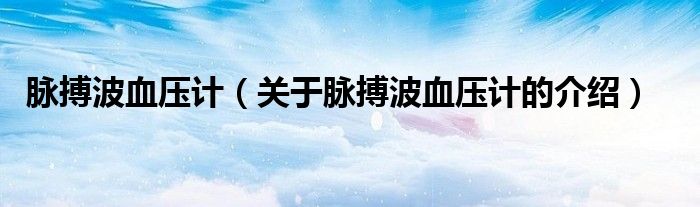 脉搏波血压计（关于脉搏波血压计的介绍）