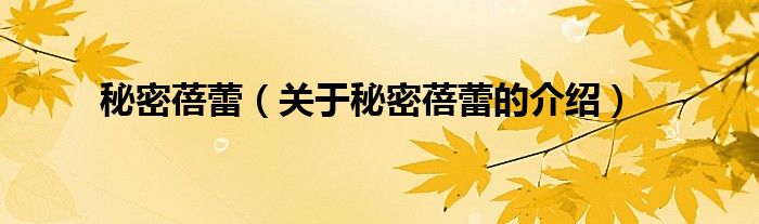 秘密蓓蕾（关于秘密蓓蕾的介绍）