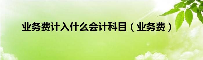 业务费计入什么会计科目（业务费）
