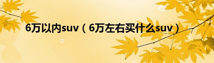 6万以内suv（6万左右买什么suv）