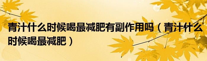 青汁什么时候喝最减肥有副作用吗（青汁什么时候喝最减肥）